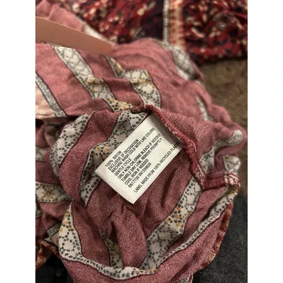 Knox Rose boho top flowy floral print half trumpet sleeves SZ XL burgundy/maroon - Picture 3 of 4